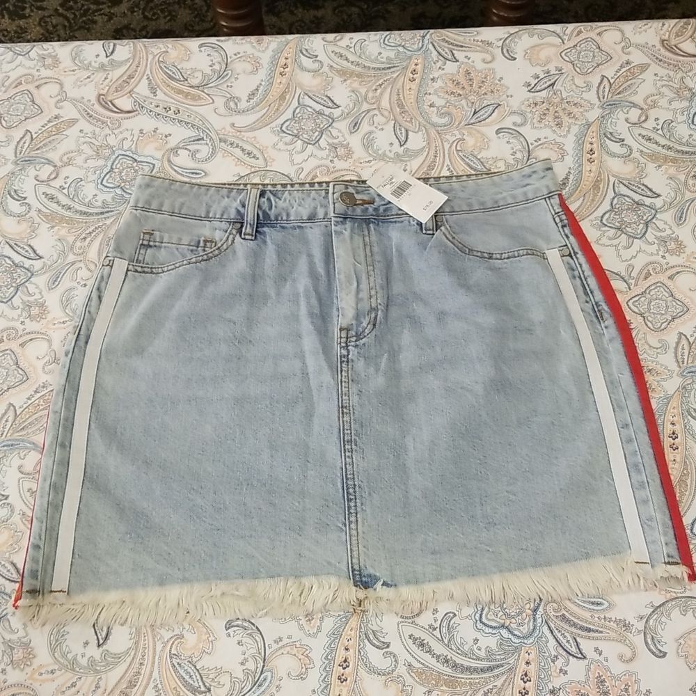 New Kendall and Kylie Denim Striped Midi Skirt Size 30